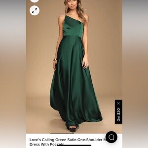 NWT Lulu’s satin one shoulder dress with pockets.